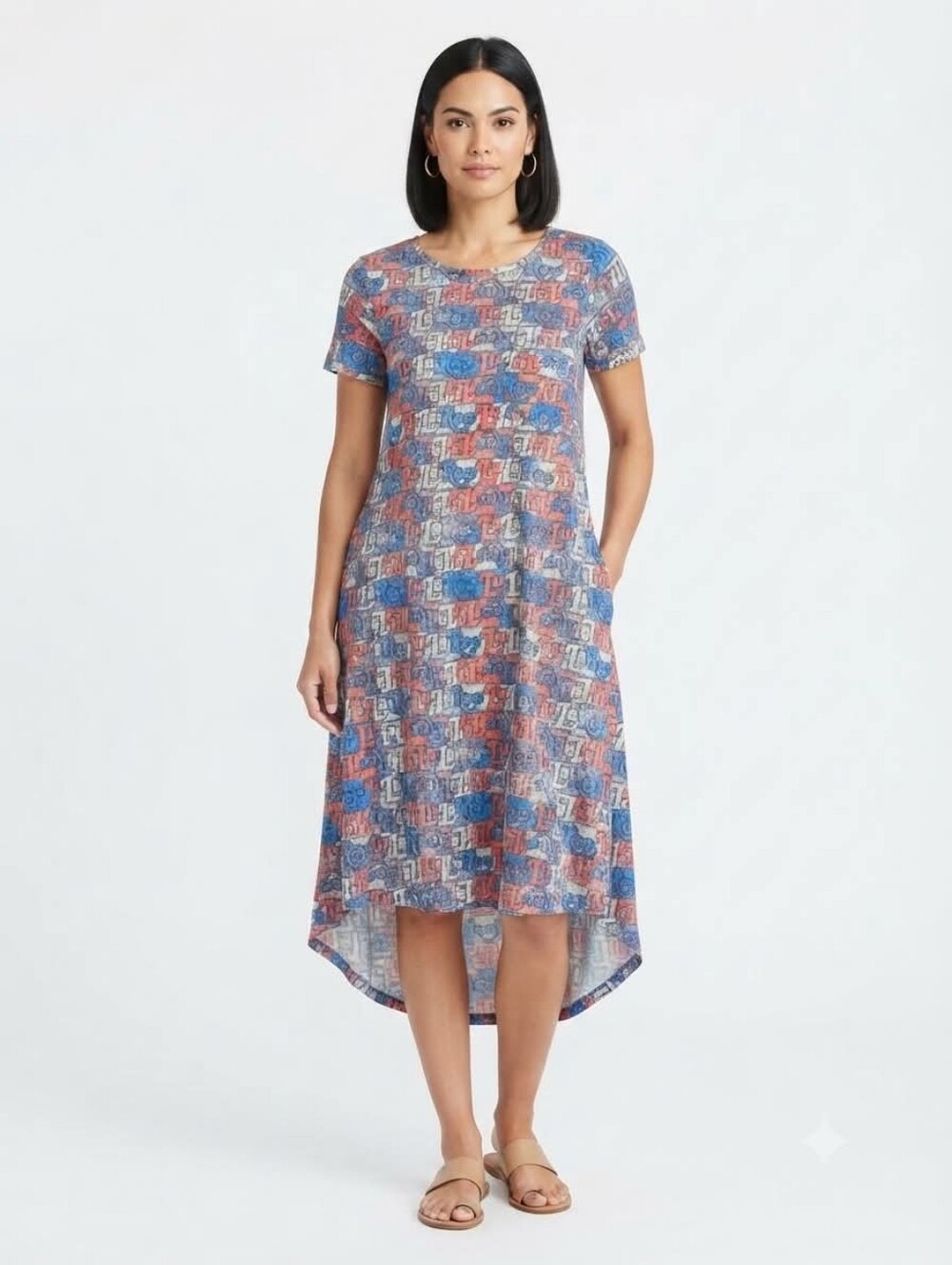 LuLaRoe T-Shirt Dress CARLY Colorful LuLaRoe Graphic Size XS